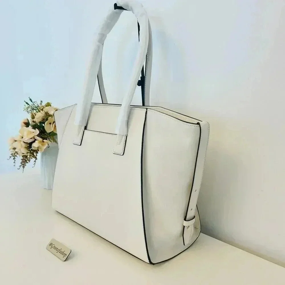 Michael Kors Purse MK Avril Extra-Large Leather and Suede Tote Bag LT Cream